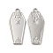 Non-Tarnish Halloween 304 Stainless Steel Pendants, Coffin with Spider Charm, Stainless Steel Color, 32x14x2mm, Hole: 2.5mm