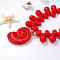 Ocean Plastic Shell Shape Pendant Teardrop Beaded Necklaces for Women, Golden, Red, 14.57 inch(37cm)