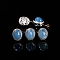Natural Aquamarine Beads, Alloy Oval Beads, Platinum, 14x12x9mm