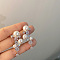 Alloy Rhinestone Dangle Stud Earrings, with Imitation Pearl, Round, Platinum, White, 35mm