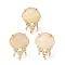 Brass Micro Pave Cubic Zirconia Stud Earring Findings with Natural Moonstone, Jellyfish, Facted, Rack Plating, 19.5x13mm, Hole: 1.8mm, Pin: 0.8x12.5mm