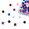 140Pcs 7 Colors Electroplate Glass Cabochons, Transparent, Faceted, Square, Mixed Color, 6x6x3.5mm, 20pcs/color