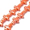 Handmade Porcelain Beads, Bright Glazed Porcelain, Cross, Coral, 16~17x13~13.5x5.5mm, Hole: 1.4mm, about 20pcs/strand, 13.39 inch(34cm)