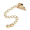 Brass Chain Extender, End Chains, Cadmium Free & Nickel Free & Lead Free, Teardrop, Real 18K Gold Plated, 57~70mm