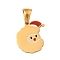 Christmas Theme 304 Stainless Steel Pendants, with Enamel, Golden, Santa Claus Letter Charm, Letter C, 15x13x1.5mm, Hole: 6x3mm