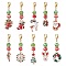 10Pcs Christmas Alloy Enamel Pendant Decorations, Glass Beads and 304 Stainless Steel Lobster Claw Clasps, Mixed Shapes, Mixed Color, 45~56mm