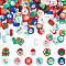 220pcs 11 styles Handmade Polymer Clay Beads, Christmas Style, Flat Round with Snowflake, Mixed Color, 9~22x4.5~9mm, Hole: 1.5~1.6mm, 20pcs/style