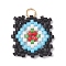 Handmade Glass Seed Beaded  Window Lattice Pattern Shape Pendants, with 304 Stainless Steel Jump Rings Loop, Sky Blue, 16.5x16.5x1.5mm, Hole: 3mm