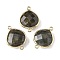 Brass Connector Charms, with Natural Labradorite, Rack Plating, Teardrop, 24.5x18x7mm, Hole: 1.6mm