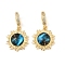 Brass Micro Pave Clear Cubic Zirconia Pendants, Sun, with Resin, Rack Plating, Long-Lasting Plated, Lead Free & Cadmium Free, Real 18K Gold Plated, Deep Sky Blue, 25.5mm, Hole: 4.5mm