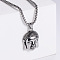 Vintage Stainless Steel Portrait Buddha Head Pendant Necklaces for Men, Stainless Steel Color