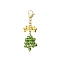 Glass & Alloy & Brass Pendants Decorations, with 304 Stainless Steel Lobster Claw Clasps, Christmas Bell, Sea Green, 56mm