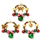 3Pcs Glass Seed Beaded Christams Wreath Pendants, with 304 Stainless Steel Pendants and Alloy Charms & Brass Bell, Faceted, Mixed Color, 41x33.5~37.5x9.5mm, Hole: 1mm