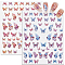 4Pcs 2 Styles Butterfly Plastic Nail Art Stickers, Mixed Color, 13.4x8.7x0.06cm, 2pcs/style