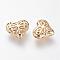 Brass Beads, Nickel Free, Real 18K Gold Plated, Hollow, Heart, Golden, 11.5x13.5x5mm, Hole: 1mm