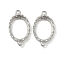 925 Sterling Silver Connector Cabochon Settings, Oval, Platinum, Tray: 10x8mm, 18x10.5x3mm, Hole: 1.2~1.4mm