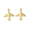304 Stainless Steel Pendants, Ion Plating(IP), Plane Charms, Real 18K Gold Plated, 14x12x2.5mm, Hole: 1mm