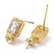 925 Sterling Silver with Clear Cubic Zirconia Stud Earring Findings STER-G036-15G-2