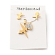 Heartbeat Stud Earrings with 316 Stainless Steel Pins and Crystal Rhinestone Pendant SJEW-F218-01G-7