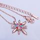 Classic Real Rose Gold Plated Eco-Friendly Tin Alloy Colorful Rhinestone Flower Pendant Necklaces For Women NJEW-BB13829-01-4