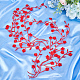 GORGECRAFT 2Pcs Iron On Embroidered Patches Red Appliques Embellishments Cotton Flower Embroidery Patch Embroidered Flower Appliques for Clothing Sewing Crafting Wedding Prom Dress Decoration AJEW-WH0504-32B-4