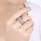 錫合金ラインストーンの指輪  プラチナ  クリスタル  18.1mm  サイズ8 RJEW-BB17315-8B-7