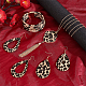 Anattasoul boucles d'oreilles pendantes en forme de larme à imprimé léopard et bracelet multi-rangs et collier à pendentif pampille AJEW-AN0007-08-3