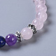 Two Loops Natural Rose Quartz & Natural/Synthetic Mixed Stone Beads Warp Stretch Bracelets BJEW-JB04223-02-3