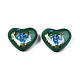 Flower Printed Opaque Acrylic Heart Beads SACR-S305-28-N02-2
