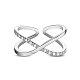 TINYSAND Adjustable Sterling Silver Cubic Zirconia Cuff Finger Rings TS-R294-S-2