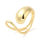 Rack Plating Brass Teardrop Open Cuff Ring for Women RJEW-A016-06G-3