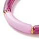 Bracelet extensible en perles de tube incurvé en acrylique bicolore BJEW-JB07971-05-5