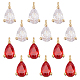 SUPERFINDINGS 12Pcs Teardrop Cubic Zirconia Charms 2 Colors CZ Stone Charms with Brass Findings Real 18K Gold Plated Crystal Beads Pendants for Jewelry Making DIY Craft ZIRC-FH0001-16-2