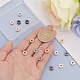 CHGCRAFT 16Pcs 8Colors Brass Spacer Beads Flat Round with Rhinestone for Necklace Bracelet Jewelry Making KK-CA0002-49-3