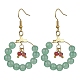 Boucles d'oreilles pendantes avec anneau en perles de verre imitation jade EJEW-JE05568-2