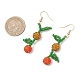 Серьги-подвески в виде диско-шариков с фруктами и паве EJEW-TA00632-3