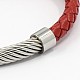 Fashionable Unisex Stainless Steel Braided Leather Cord Magnetic Clasps Bracelets BJEW-L237-06B-2