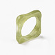 透明樹脂指輪  天然石風  正方形  黄緑  usサイズ7 1/4(17.7mm) X-RJEW-S046-001-A04-2
