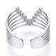 304 Stainless Steel Initial Letter V Open Cuff Ring RJEW-N040-05-3