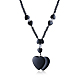 Black Iron Stone Pendant Necklaces NJEW-BB17493-1