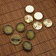 25x7 mm plat rond Motif chat trempé cabochons de verre et les supports broches pour cabochon d'antiquités en laiton bronze définit la fabrication de bijoux DIY-X0084-NF-1