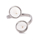 201 Stainless Steel Open Cuff Ring Findings STAS-E124-01P-2