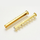 真鍮磁気スライドロックの留め金  1連  8穴  チューブ  ゴールドカラー  16mm  穴：46x10x6mm X-KK-Q740-02G-2