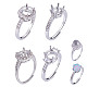 4 шт. 4 стиля латунных страз регулируемые кольца компоненты KK-NB0004-07-1