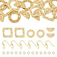 パンダホール幾何学イヤリング作成キット  リング、ひし形、半円形合金コネクターチャームを含む  真鍮のピアスフック  ゴールドカラー  72個/箱 DIY-TA0005-41-1