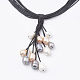 Freshwater Pearl Pendant Lariat Necklaces NJEW-S411-02A-2