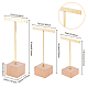 FINGERINSPIRE 3 Pcs Gold Metal T Bar Earring Display Stand with Wooden Base 4 Holes Jewelry Holders Hanging Earring Organizer for Store Retail Photography Props（Square Base EDIS-WH0011-05-2