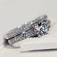 女性のための結婚式の婚約指輪セット  積み重ね可能な真鍮のラインストーンリング  プラチナ  クリスタル  USサイズ8  内径：18.1mm RJEW-BB61674-P-8-5