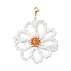 Украшения с подвесками из натурального сердолика и стеклянных бусин в виде цветов HJEW-TA00243-1