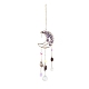 Natural Amethyst Chips Beaded Moon Hanging Sun Catchers HJEW-M004-13-1